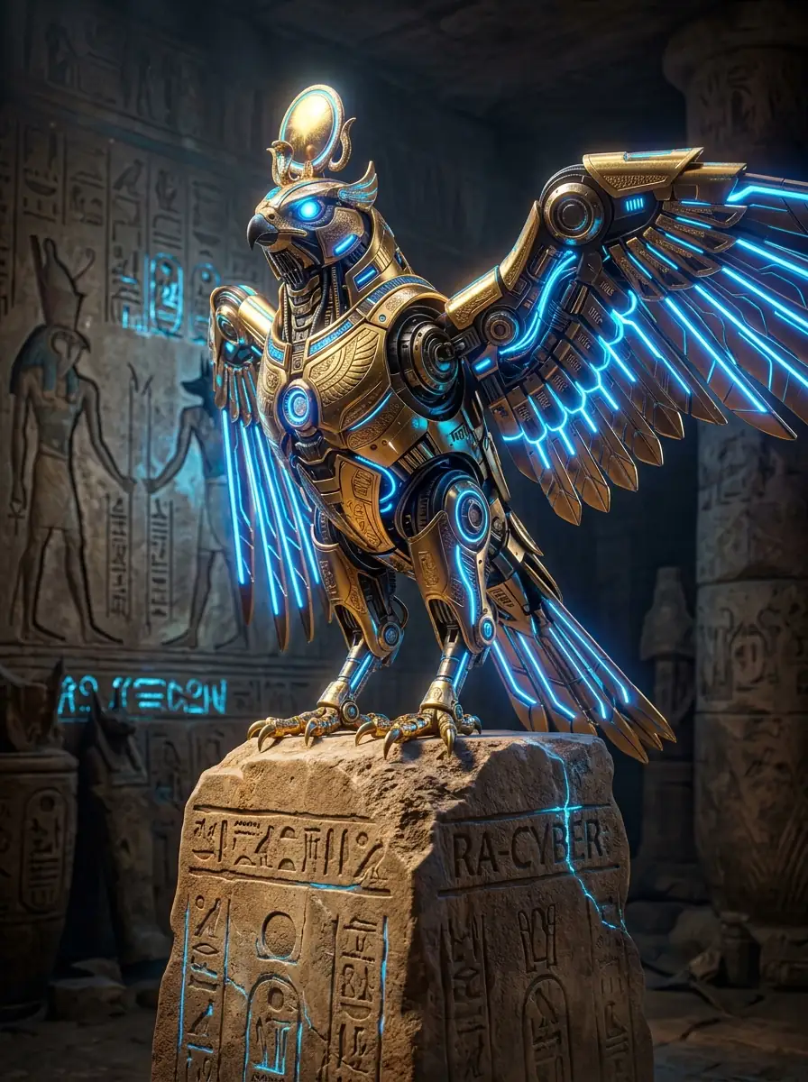 Robotic Falcon Guardian Scene